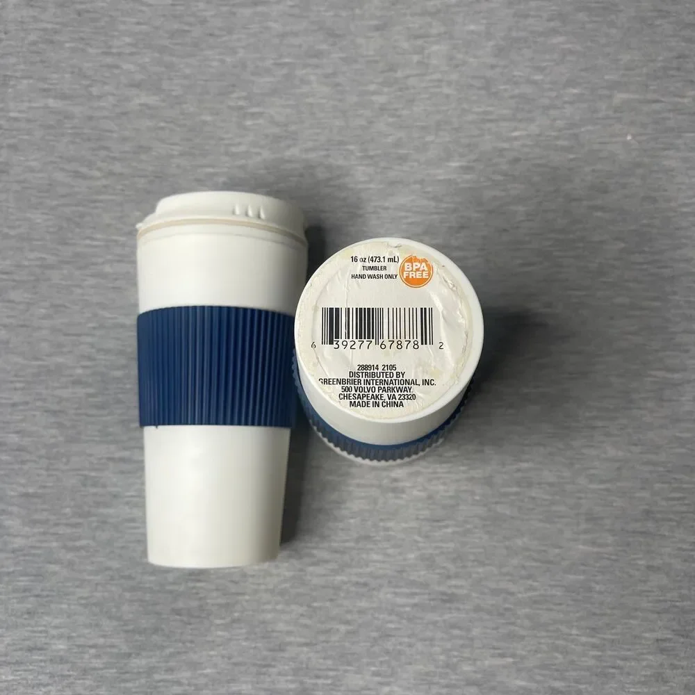 Hot & Cold Insulated 16 Oz. Navy Blue Sleeve Travel Tumbler Mugs 2 PCS. Set